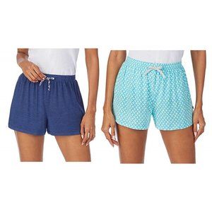 NWT Jane And Bleecker Womens Cozy Pajama Shorts 2 Pack Teal Blue Size L XL $50